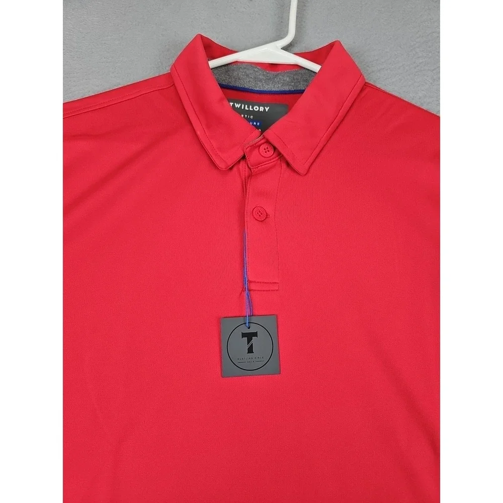 NEW Twillory Polo Shirt Men's XL Red Polyester Athleisure Short Sleeve NWT